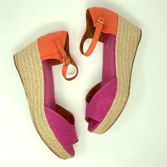 pink and orange sandals heels